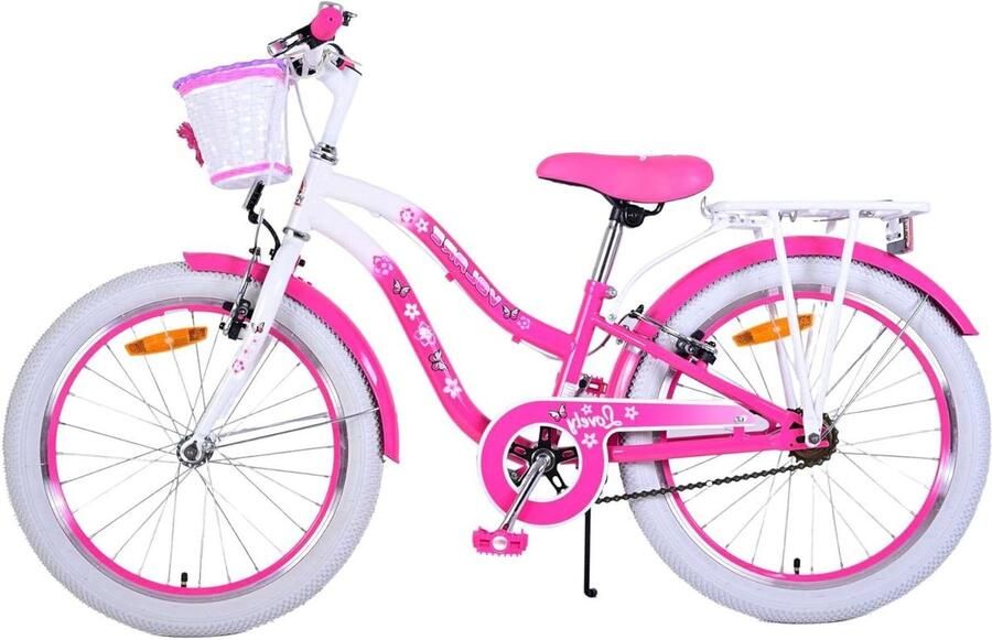 Kinderfiets Meisjesfiets Veilig Fietsen Met Mand en Rek 20 inch Roze