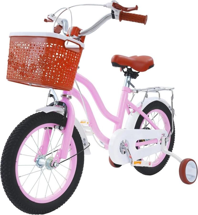 Kinderfiets Meisjesfiets Veilig Leren Fietsen In Hoogte Verstelbaar 14 inch Roze