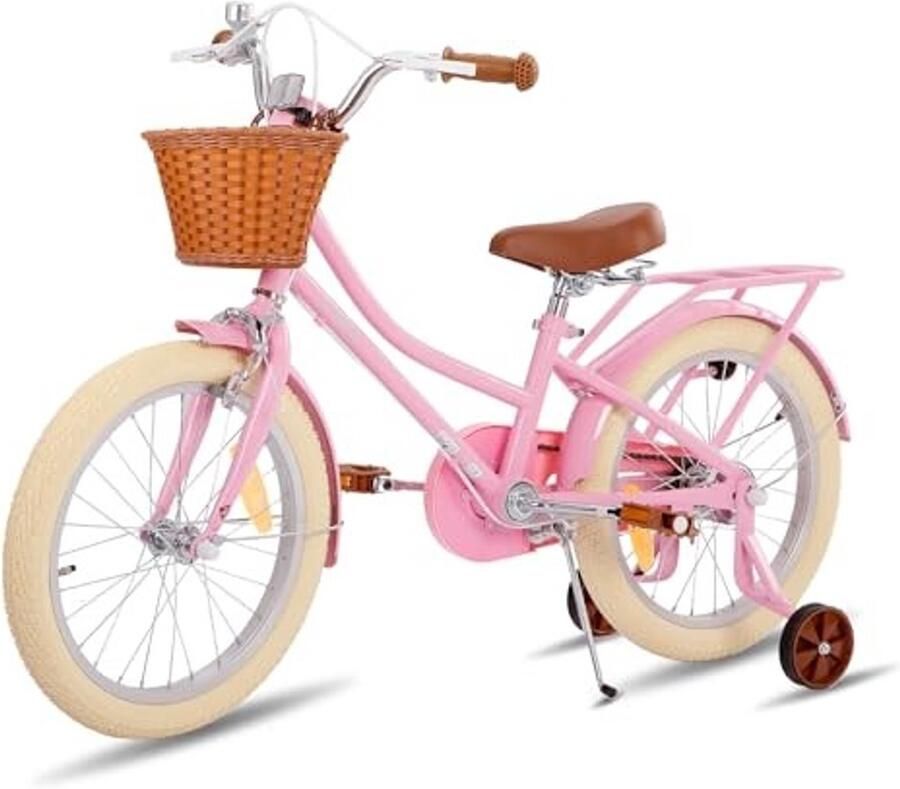 Kinderfiets met mand en stabilisatoren 12 14 16 18 Inch Groen en Roze