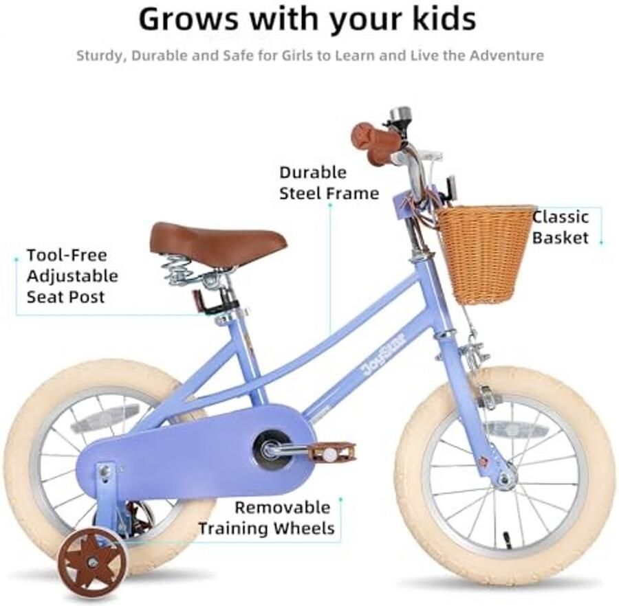 Kinderfiets met d en steunwielen 18 Inch Paars