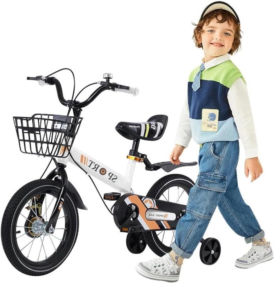 Kinderfiets met d en sfiets Leren fietsen Veiligheidskenmerken 12 tot 18 inch Wit