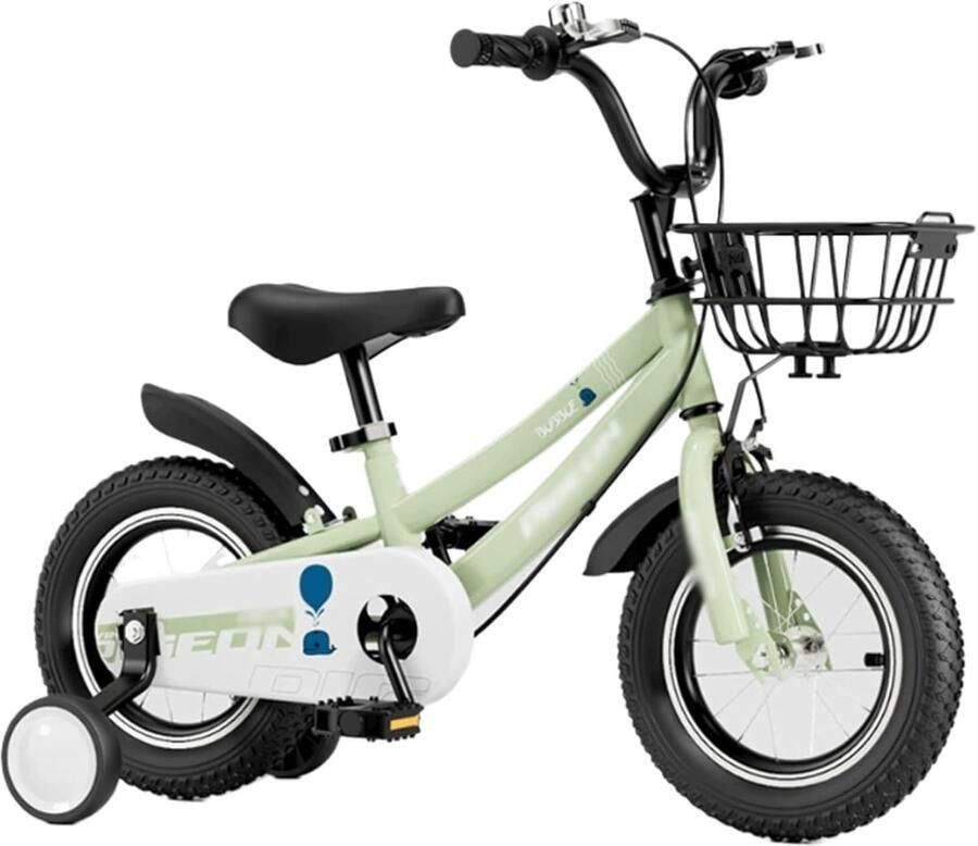 Kinderfiets met mand Loopfiets trapfiets Buiten spelen Met zijwieltjes 12-18 inch Groen