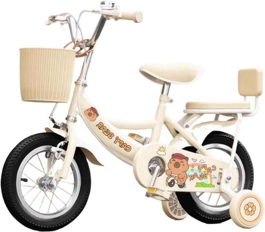 Kinderfiets met dje sfiets sfiets Leren Fietsen Capybara Patroon 20 inch Beige