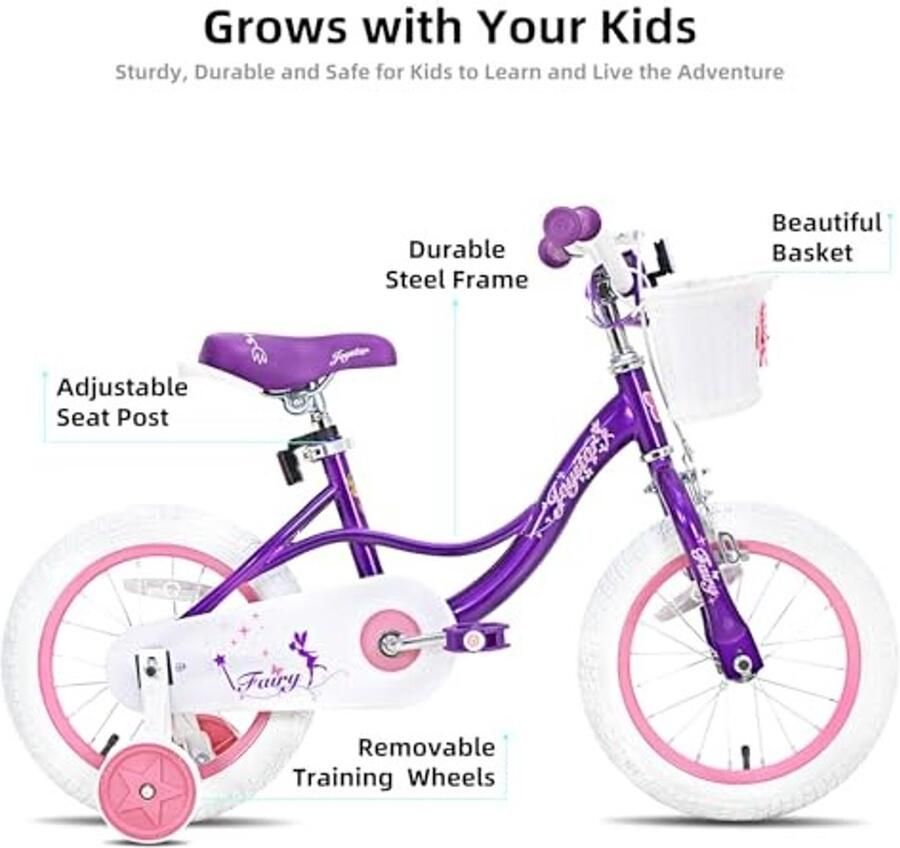 Kinderfiets met stabilisatoren 12 14 16 18 inch voor meisjes