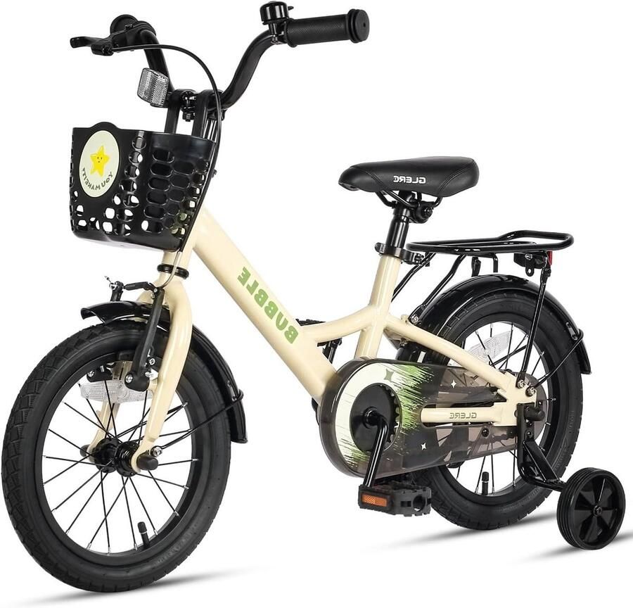 Kinderfiets met Stabilisatoren sfiets sfiets Leren Fietsen Meegroeiend Frame 14 inch Beige