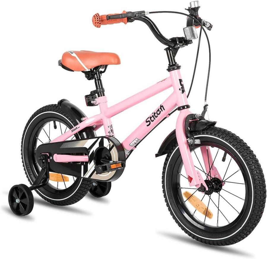 Kinderfiets met Steunwielen 14 16 18 inch voor en Blauw Beige Groen Roze