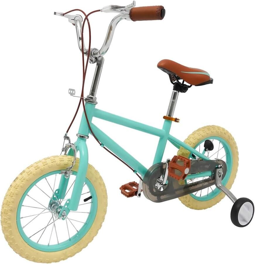 Kinderfiets met steunwielen Loopfiets peuter Eerste fietservaring Verstelbaar stuur en zadel 12 14 inch Donkergroen