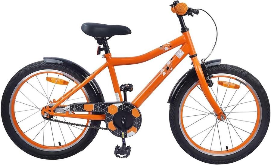 Kinderfiets met Verstelbaar Stuur sfiets sfiets Veilige Rijpleziertochten Stabiel Stalen Frame 18 inch Oranje