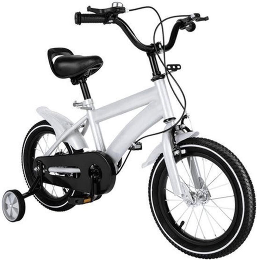 Kinderfiets Met Zijwielen 14Inch Stoere Fiets Voor Kinderen 2-4 Jaar – Verstelbaar Zadel En Stuur – Met Opbergbak En d Perfect Voor Leren Fietsen Verstelbare Hoogte Carbon Staal & Zijwieltjes Wit