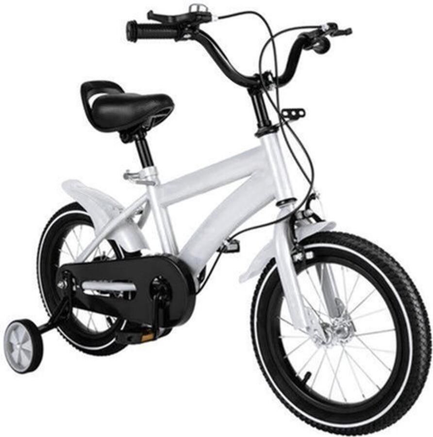 Kinderfiets Met Zijwielen 14Inch Stoere Fiets Voor Kinderen 2-4 Jaar – Verstelbaar Zadel En Stuur – Met Opbergbak En d Perfect Voor Leren Fietsen Verstelbare Hoogte Carbon Staal & Zijwieltjes Wit