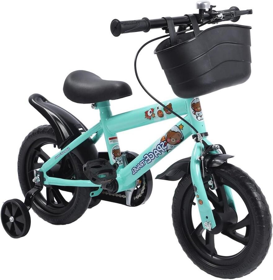 Kinderfiets met zijwielen Loopfiets peuter Leren fietsen Veilig ontwerp 12 inch Blauw