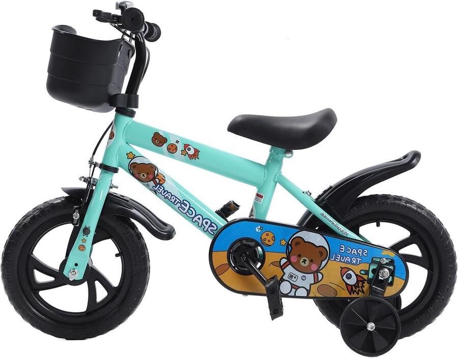 Kinderfiets met zijwielen Peuterfiets loopfiets Veilig leren fietsen Voorkomt vastzittende voeten 82 cm Zwart