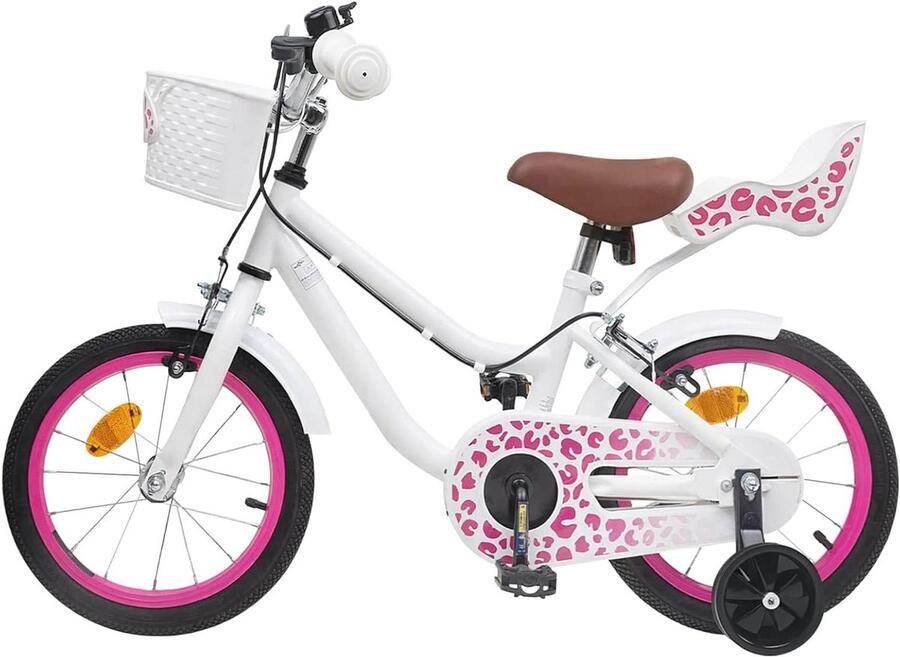 Kinderfiets Met Zijwieltjes sfiets sfiets Leren Fietsen Verstelbaar Zadel Stuur 16 Inch Wit
