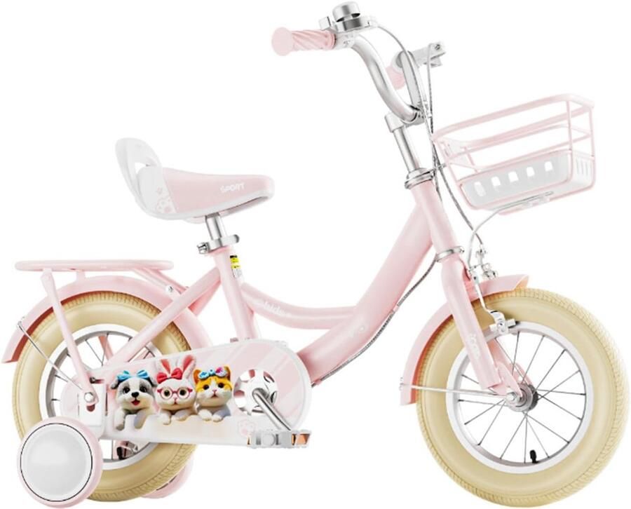 Kinderfiets met zijwieltjes Loopfiets peuter Eerste fietservaring Dubbele remmen 16 inch Roze