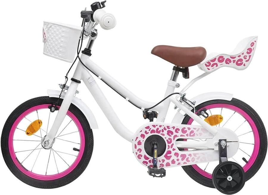 Kinderfiets Met Zijwieltjes Loopfiets Peuter Fiets Leren Fietsen Verstelbaar Zadel En Stuur 12 Inch Wit