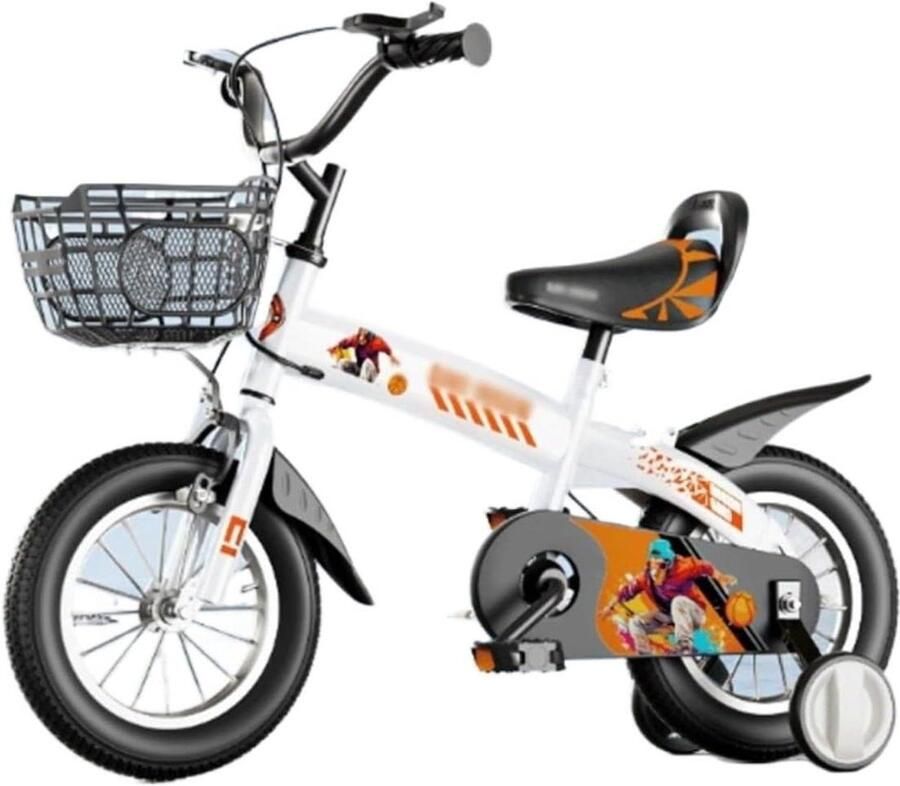 Kinderfiets met Zijwieltjes Loopfiets Peuters Leren Fietsen Dubbel Remsysteem 12 inch Oranje