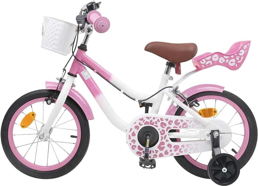 Kinderfiets Met Zijwieltjes Loopfiets Peuters Leren Fietsen Verstelbaar Zadel 14 Inch Lichtroze