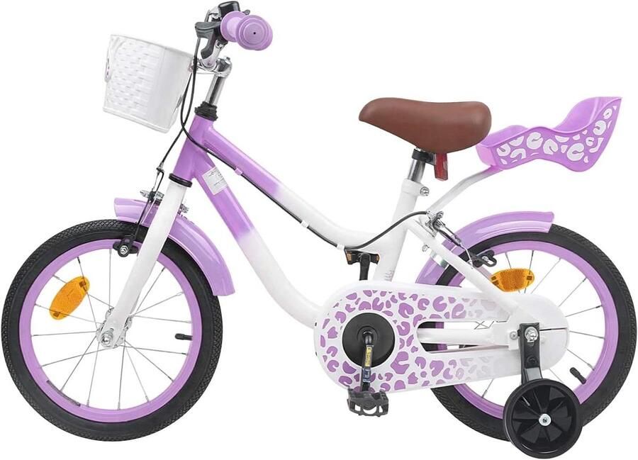 Kinderfiets Met Zijwieltjes Loopfiets Peuter Leren Fietsen Verstelbare Handvatten 12 Inch Paars