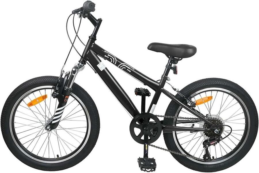Kinderfiets Mountainbike sfiets sfiets Buitenavonturen Ontdekken 6 Versnellingen Voorvering 20 Inch Wieldiameter Zwart