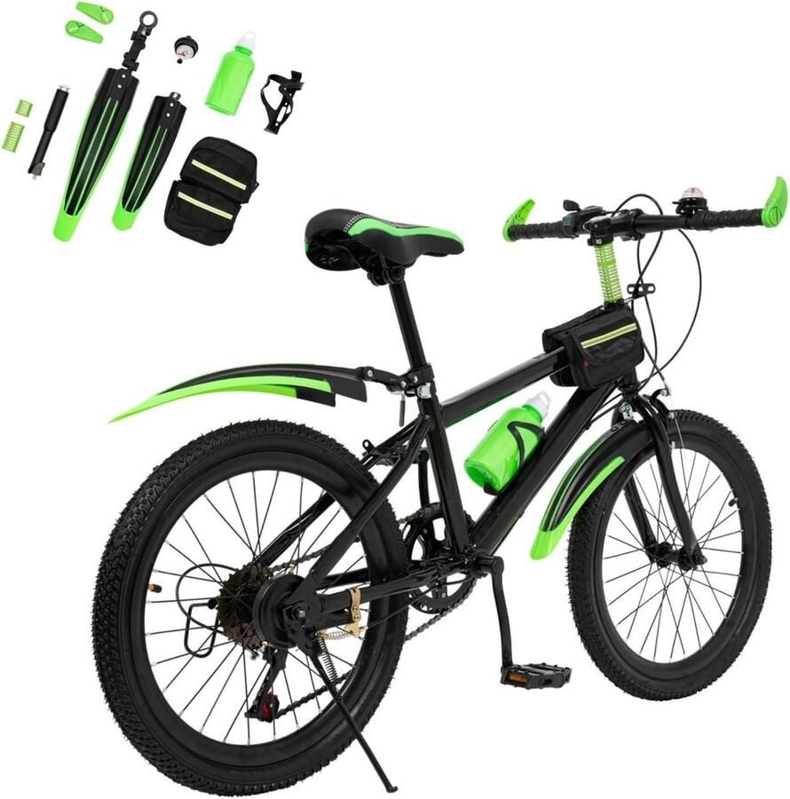 Kinderfiets Mountainbike sfiets sfiets Buitenspelen 7 Versnellingen 20 inch Groen