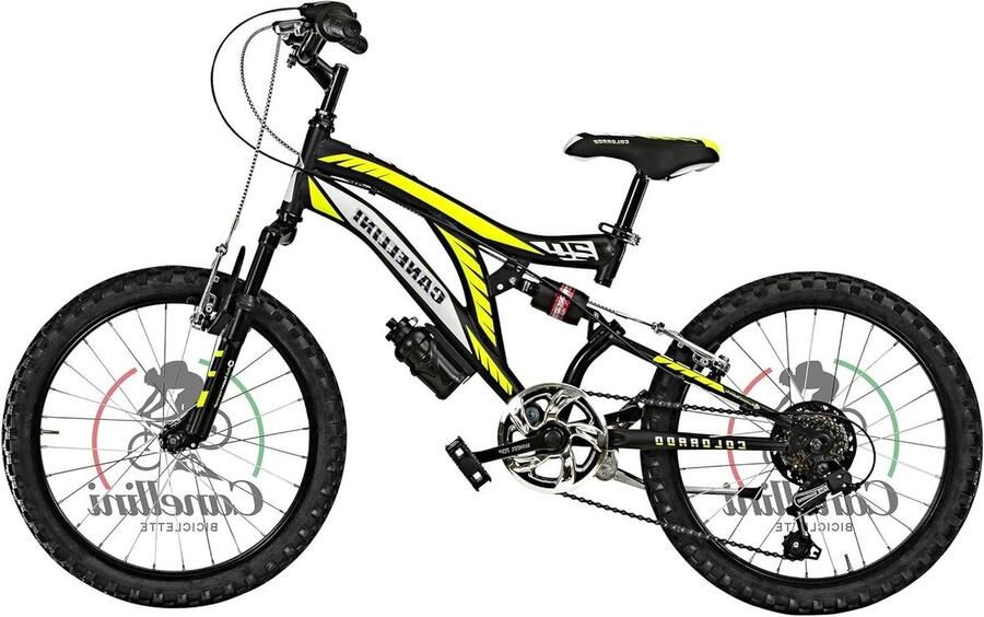 Kinderfiets MTB Mountainbike Kinder Buiten Spelen Dubbele Schokdempers 20 inch Zwart Geel