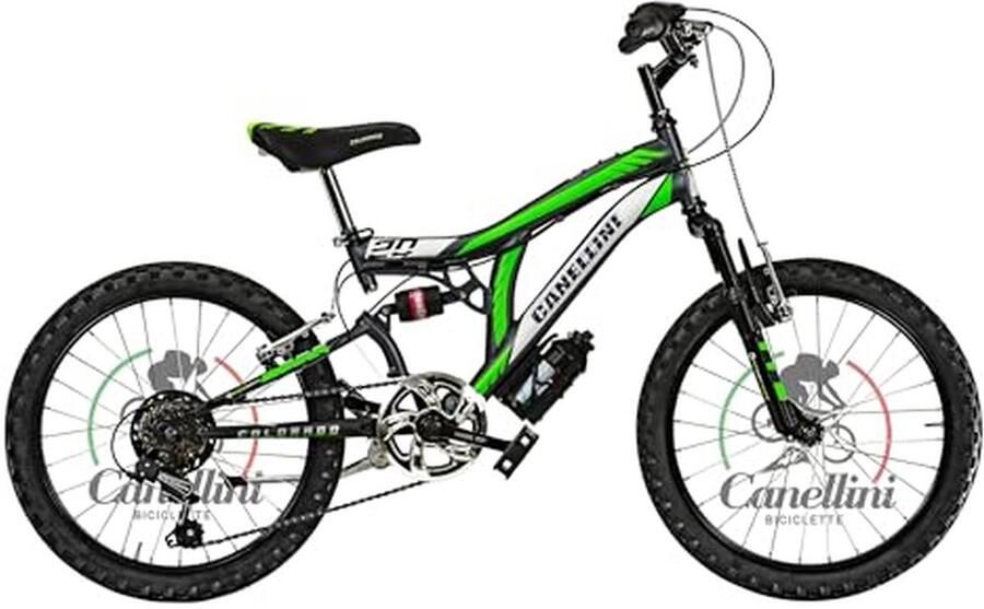 Kinderfiets MTB Mountainbike Kinderen Buitenritten Dubbele vering 20 inch Titanium groen