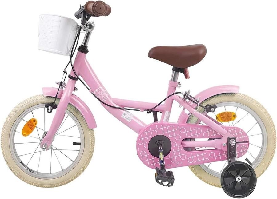 Kinderfiets Peuterfiets Kleuterfiets Leren Fietsen Verstelbaar Stuur Zadel 14 Inch Lichtroze
