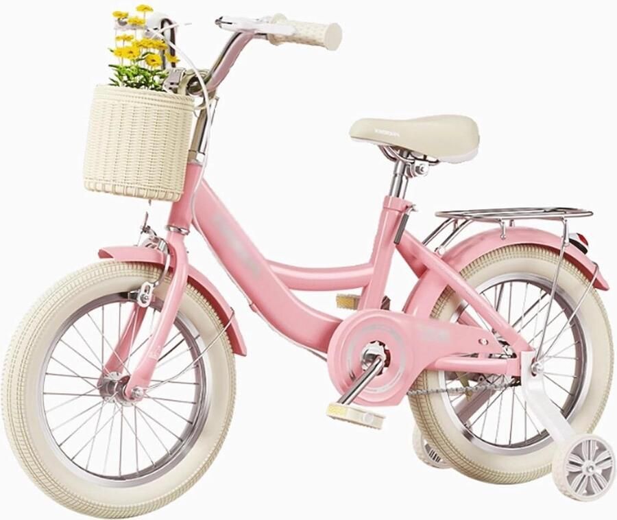 Kinderfiets Peuterfiets Meisjes Spelenderwijs Leren Dubbele Handrem 16 Inch Rose