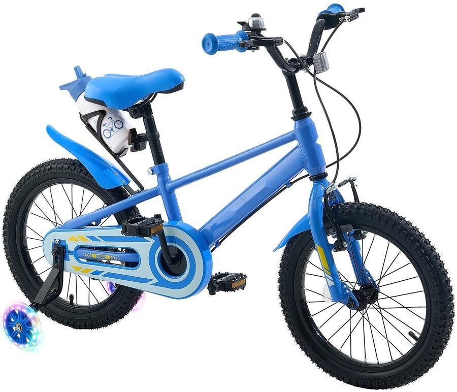 Kinderfiets Stadsfiets 40 6 cm Voor 4 tot 7 jaar Met zijwieltjes Dubbele rem Verstelbaar zadel en stuur Blauw