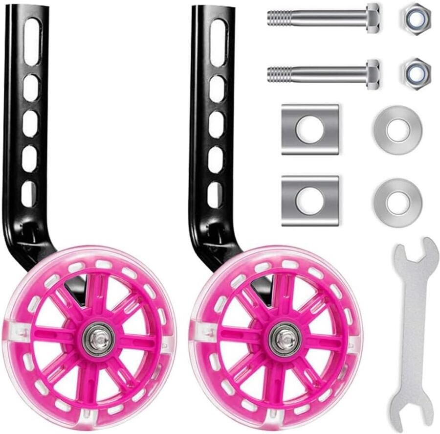 Kinderfiets Steunwielen Hulpwielen Fiets Leren Fietsen Verstelbaar Stabiliteit 11.5 cm Wielmaat Roze