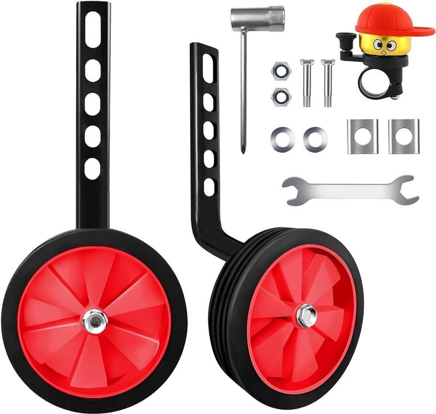 Kinderfiets Steunwielen Oefenwielen Fiets Leren Fietsen Universeel Verstelbaar 12-20 Inch Rood