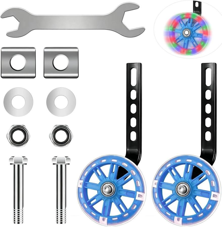 Kinderfiets Steunwielen Oefenwielen Stabilisator Veilig Leren Fietsen Universeel Verstelbaar 12-20 Inch Zwart