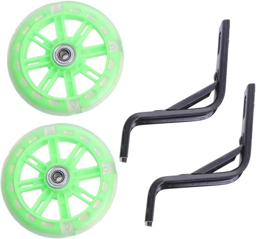 Kinderfiets Steunwielen Zijwieltjes Balans Fietsen Leren Knipperend Licht 12 Inch Groen