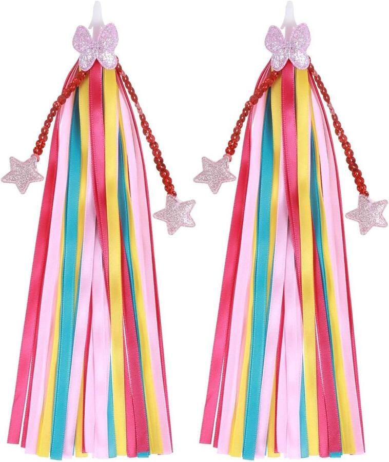 Kinderfiets Streamers Stuurkwastjes Fiets Decoratie Universele Pasvorm 25 cm Lengte Geel Paars Roze