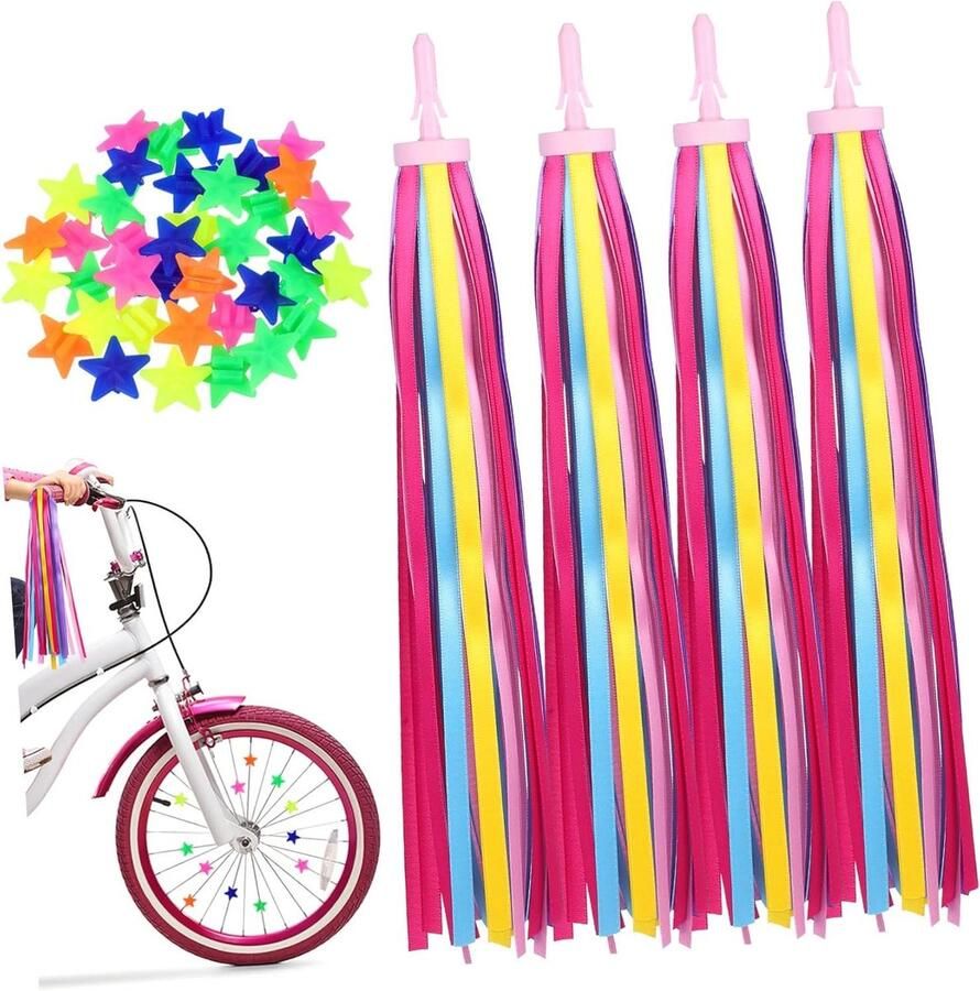 Kinderfiets Stuurkwastjes Fietsdecoratie Spaakkralen Fiets Opvrolijken Eenvoudige Installatie 28 cm kleuren