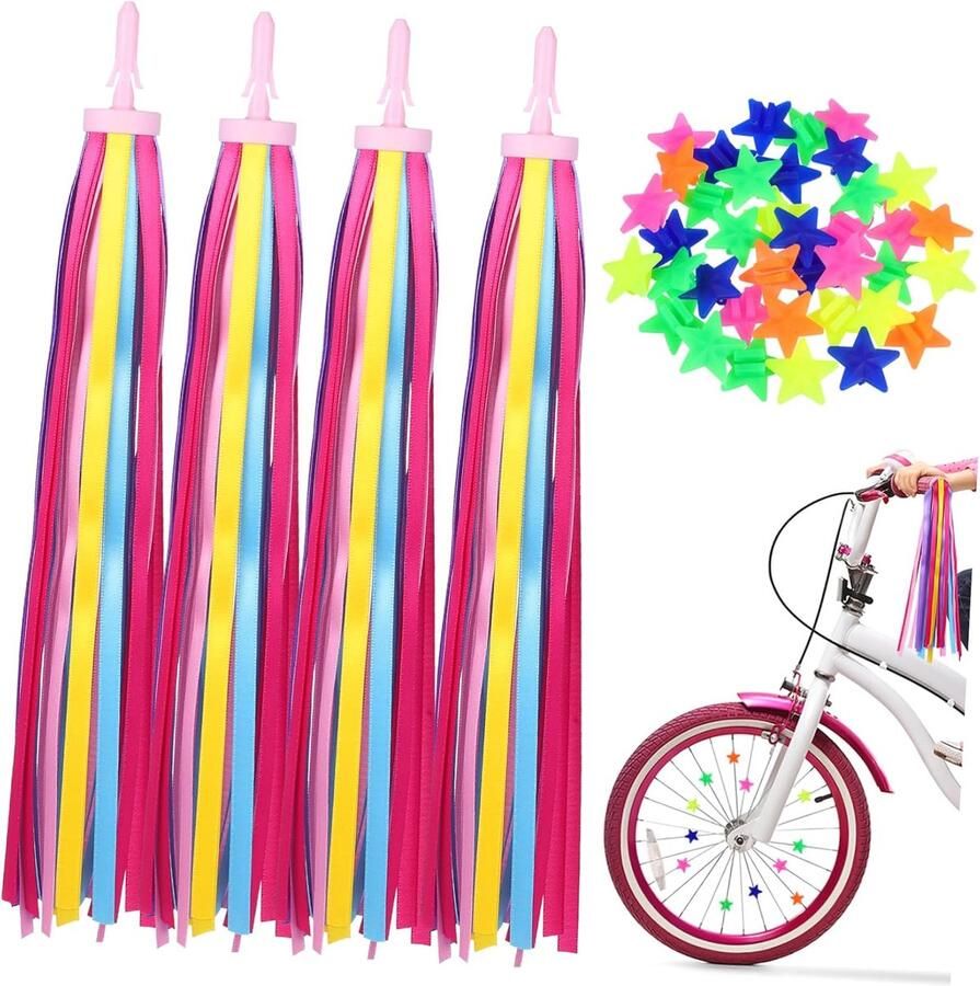 Kinderfiets Stuurkwastjes Fietsdecoratie Spaakkralen Fiets Opvrolijken Eenvoudige Installatie 28 cm kleuren