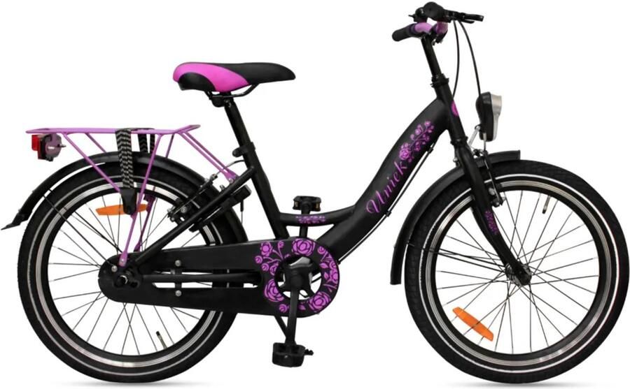 Kinderfiets Uniek 1S 20'' zwart paars