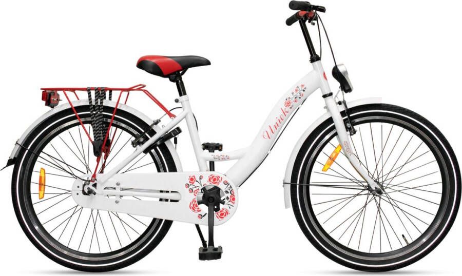 Kinderfiets Uniek 1S 24'' Wit Rood