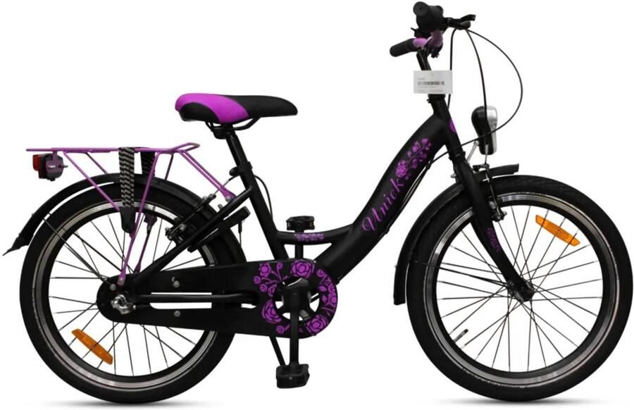 Kinderfiets Uniek 3S 20'' Zwart Roze