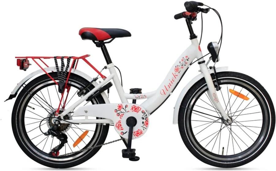 Kinderfiets Uniek 6S 20'' Wit Rood