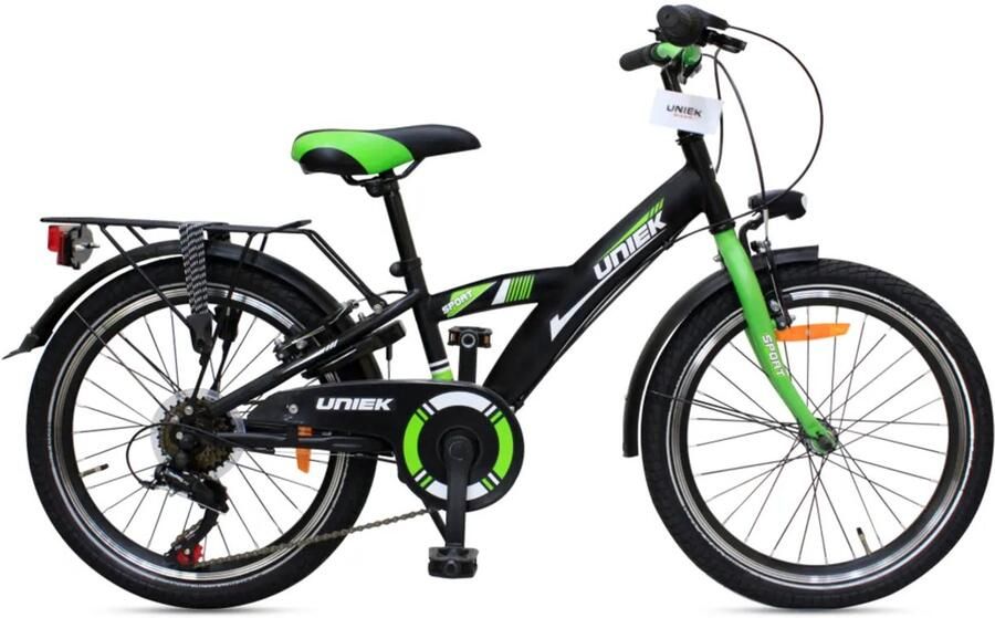 Kinderfiets Uniek 6S 20'' Zwart Groen