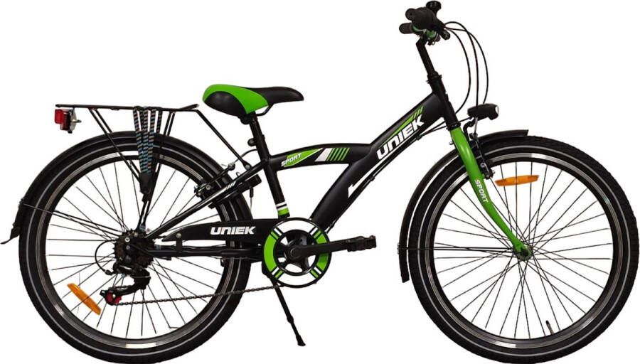 Kinderfiets Uniek 6S 24'' Zwart Groen