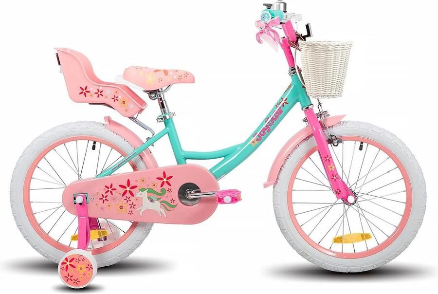 Kinderfiets voor Meisjes met Zijwieltjes Mand en Poppenzitje