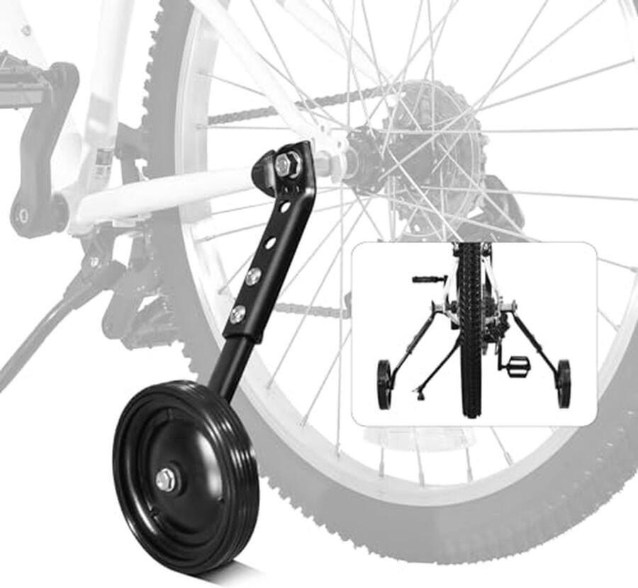 Kinderfiets Wielen Hulpwielen Veilig Leren Verstelbare Snelheden Voor 40-61 cm Zwart
