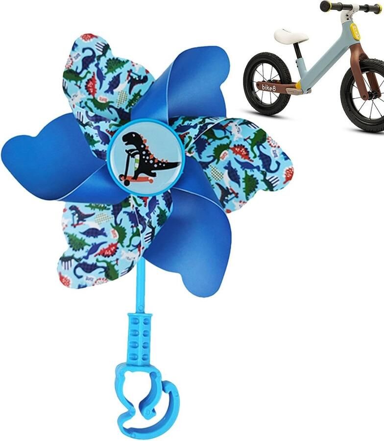Kinderfiets Windmolen Fietsstuur Decoratie Fietsplezier Vergroten Kleurrijk Dinosaurus Patroon Universeel Multicolor