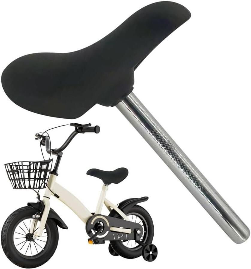 Kinderfiets Zadel Fietszadel Kinderen Comfortabel Fietsen PU en Ijzer Materiaal 2 cm Buisdiameter Zwart