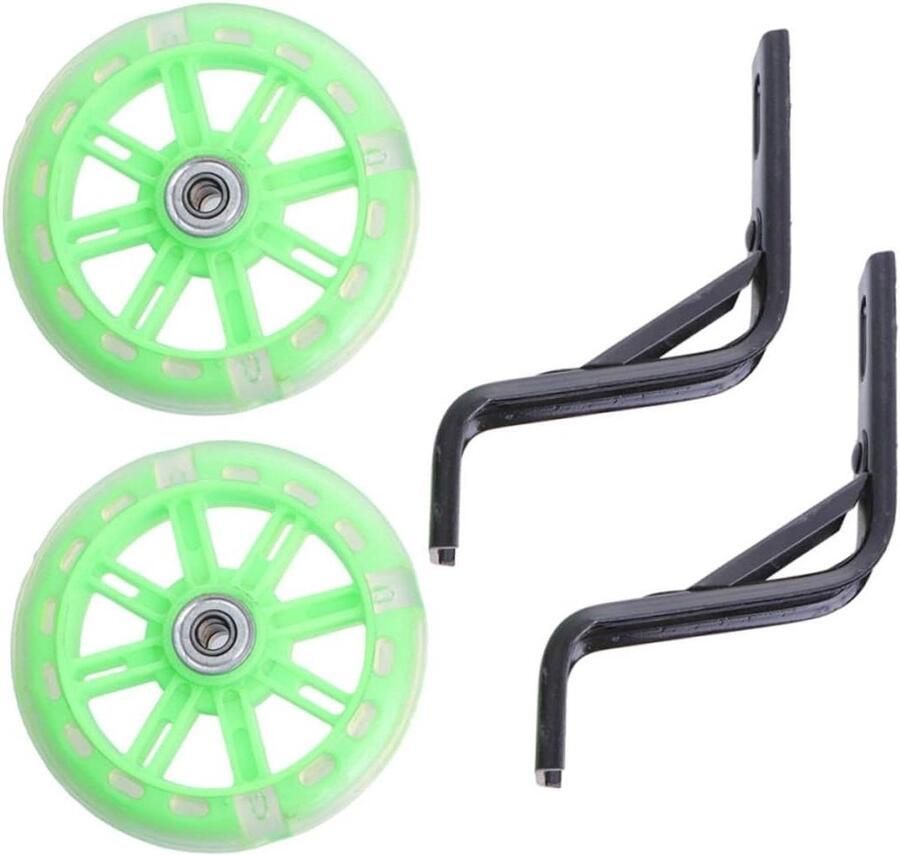 Kinderfiets Zijwielen Hulpwielen Fiets Fietsen Leren Knipperlicht Functie 12 inch Groen