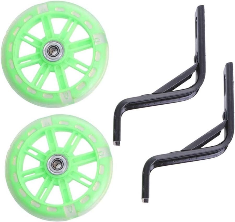 Kinderfiets Zijwieltjes Hulpwielen Fiets Balans Leren Knipperend Licht 12 Inch Groen