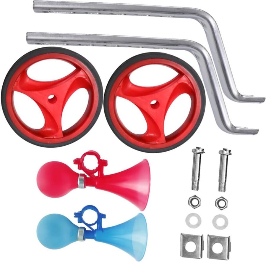 Kinderfiets Zijwieltjes Hulpwielen Set Veilig Leren Fietsen Knipperend Licht 11 cm Rood