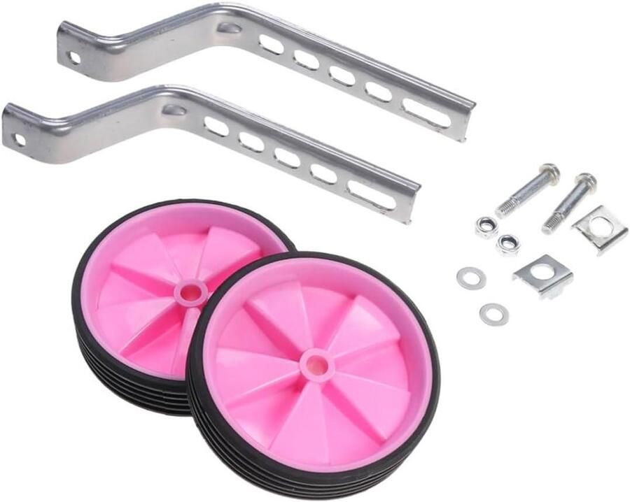 Kinderfiets Zijwieltjes Hulpwieltjes Balanswieltjes Leren Fietsen Universele Pasvorm 11 cm Roze - Foto 1